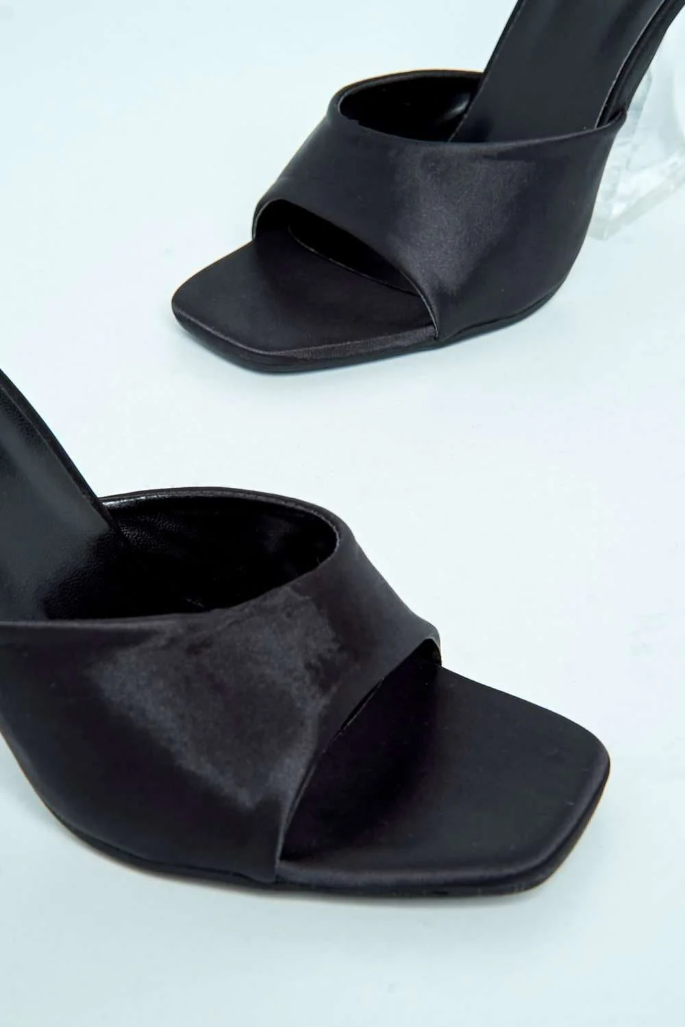 Viana Open Toe Band Clear Heel Mule in Black - Image 5