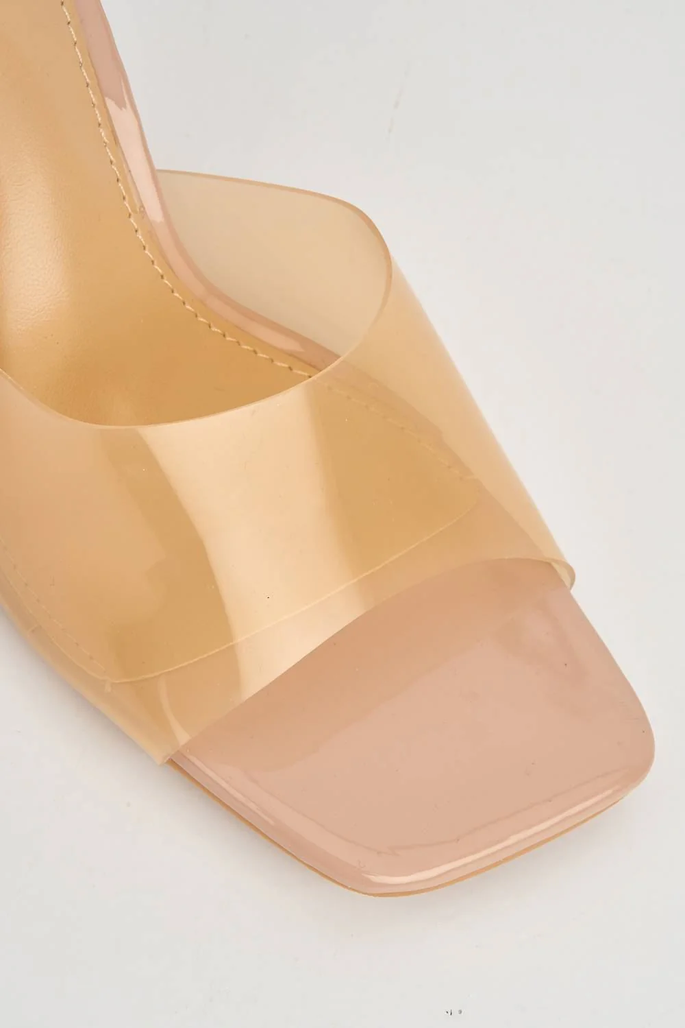 Vidre Square-Toe Perspex Band Mules in Nude - Image 6