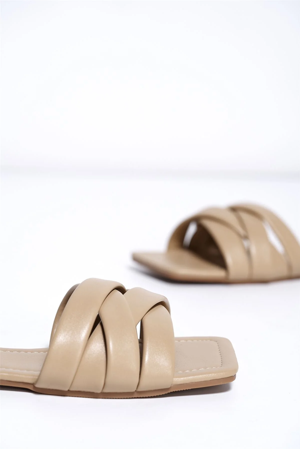Vie Flat Sandal in Beige - Image 3