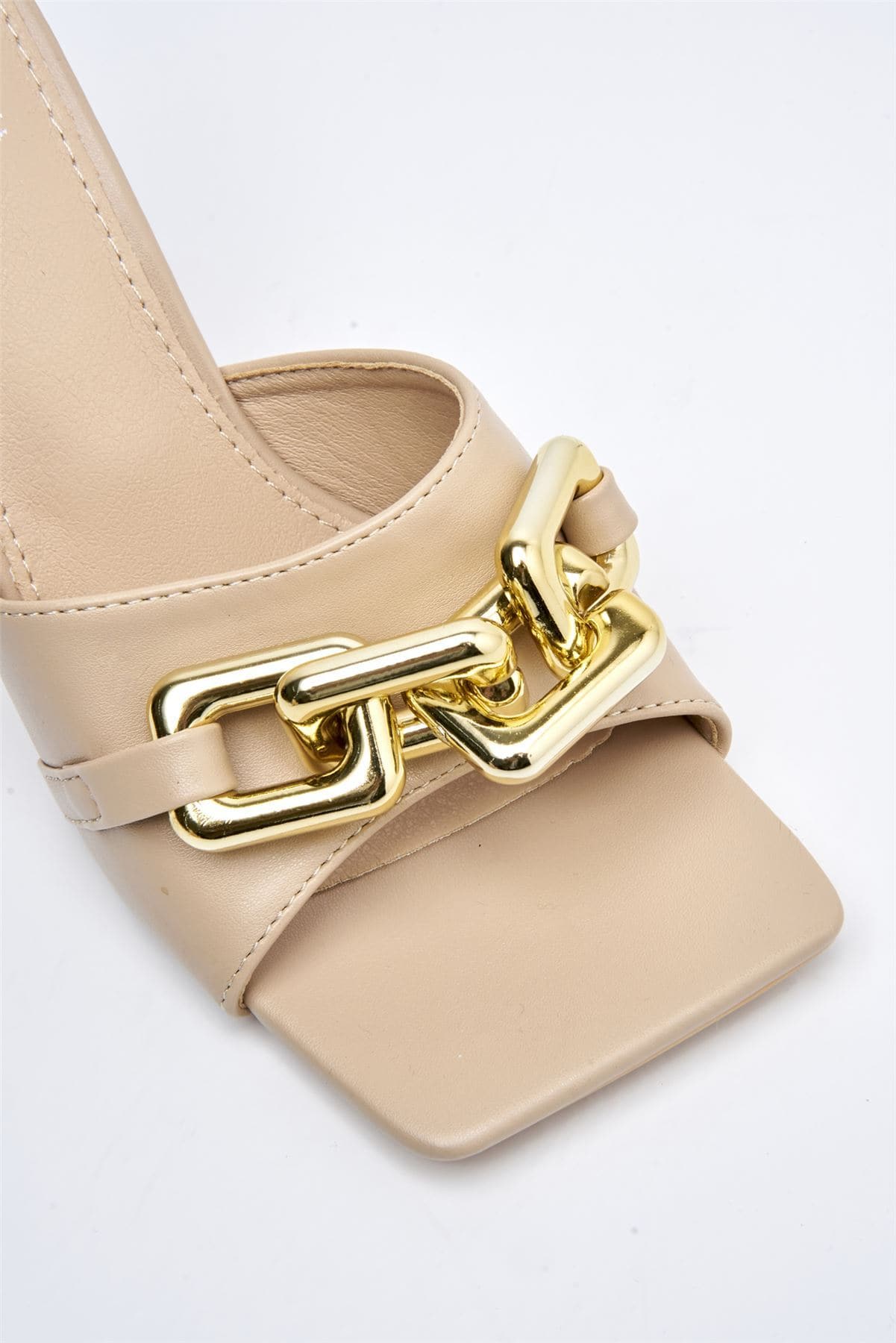 Viola Gold Chain Detail Mule in Nude - Image 6