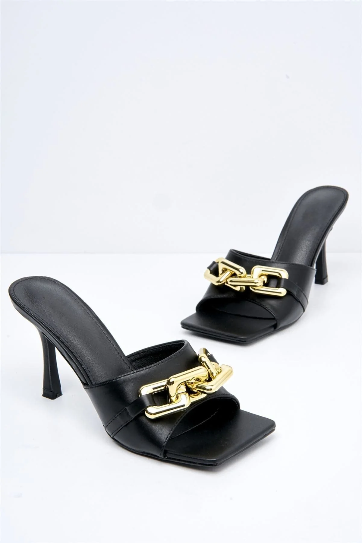 Viola Gold Chain Detail Mule in Black - Image 4