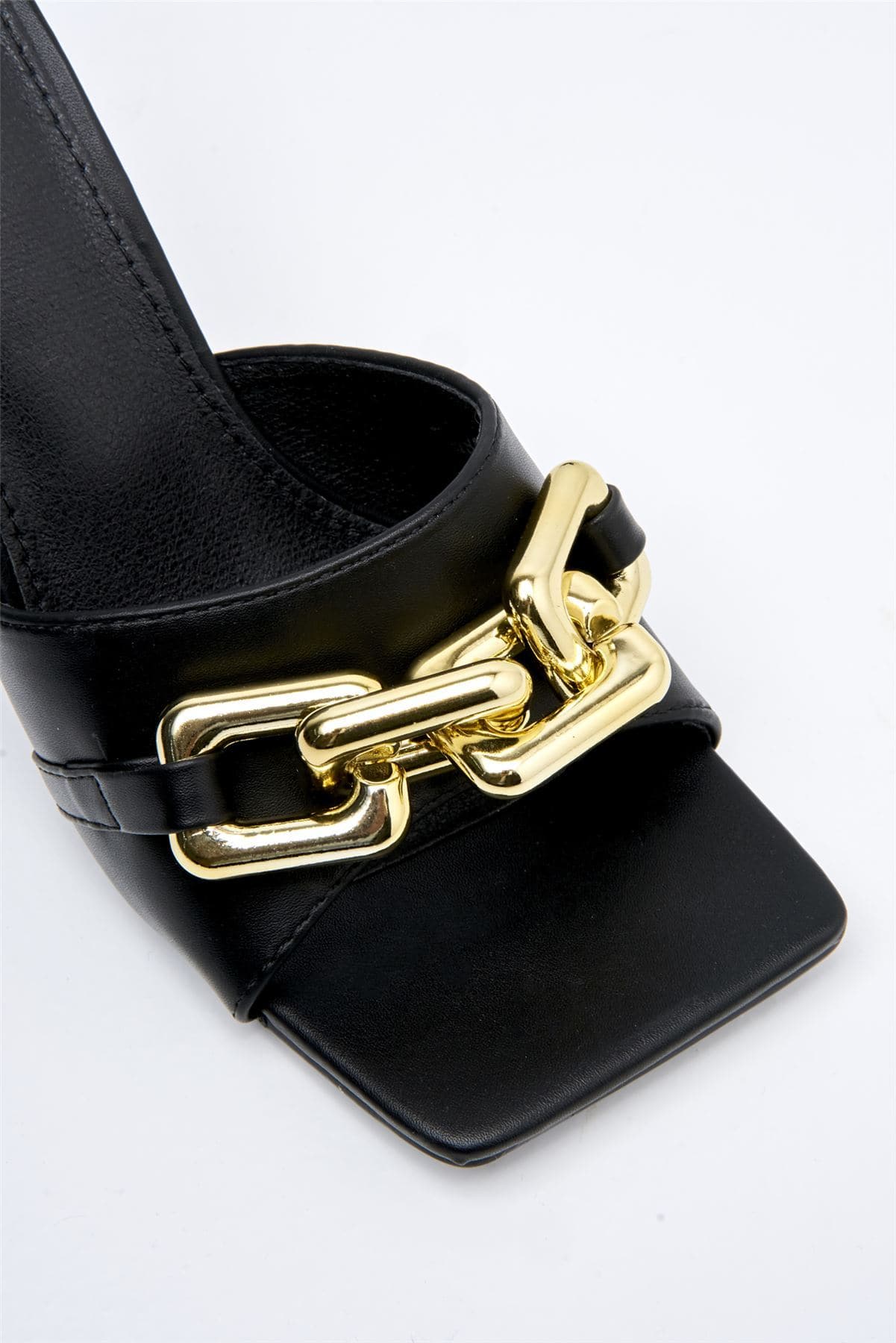 Viola Gold Chain Detail Mule in Black - Image 6