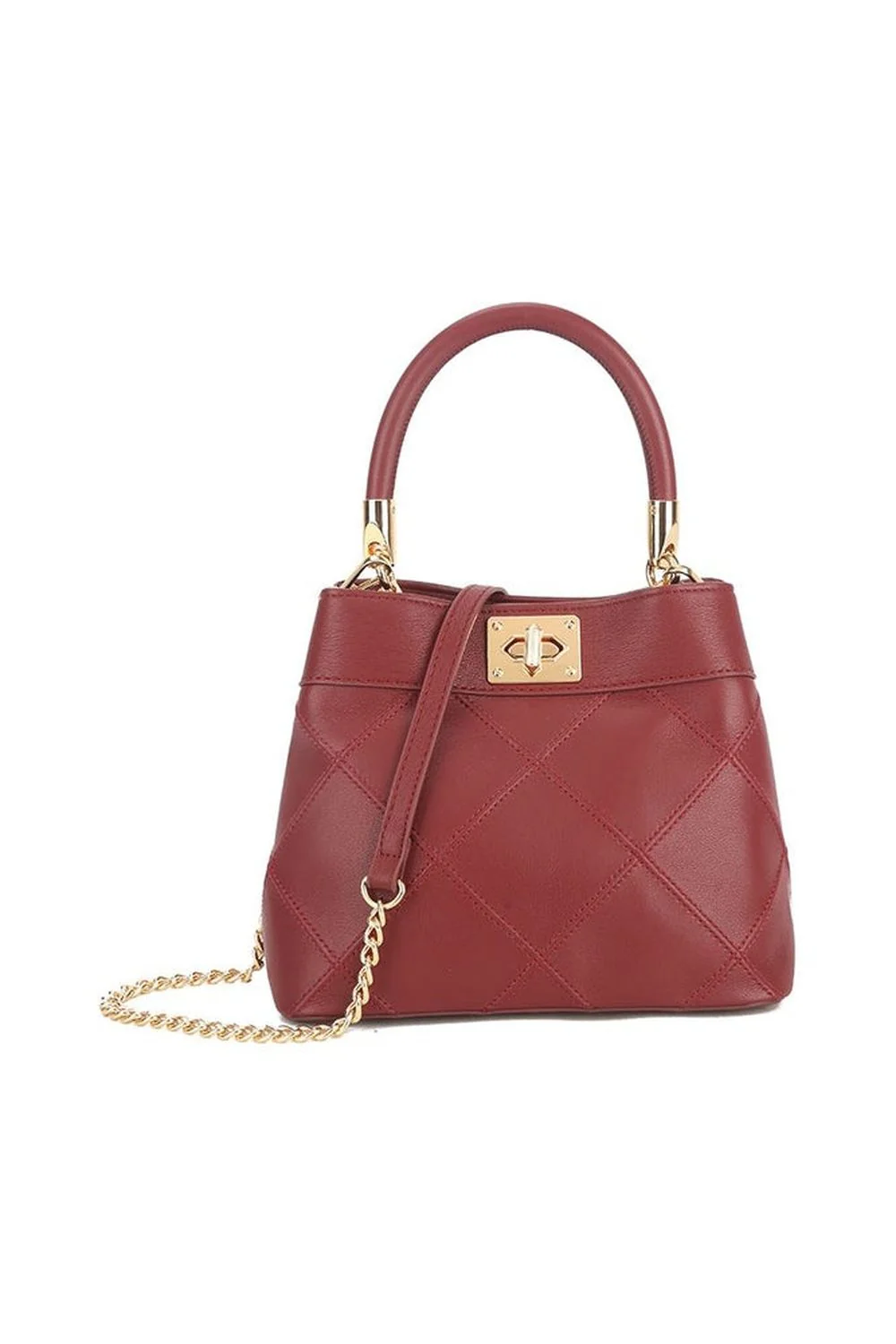 Virelai Panel Lined Pouch Shaped Clutch Bag in Burgundy