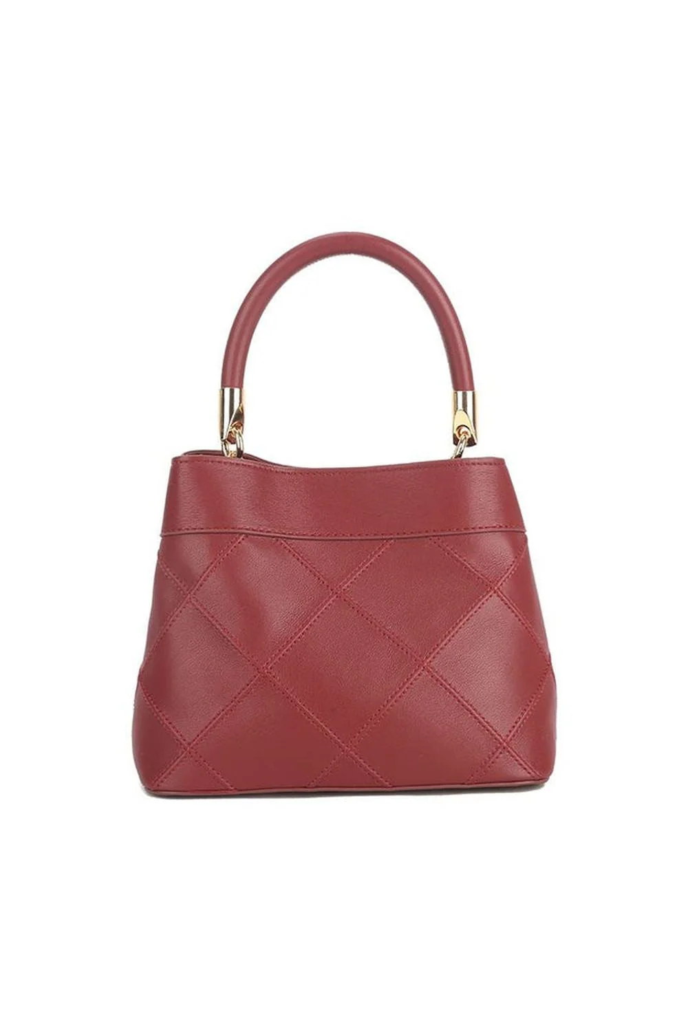 Virelai Panel Lined Pouch Shaped Clutch Bag in Burgundy - Image 3