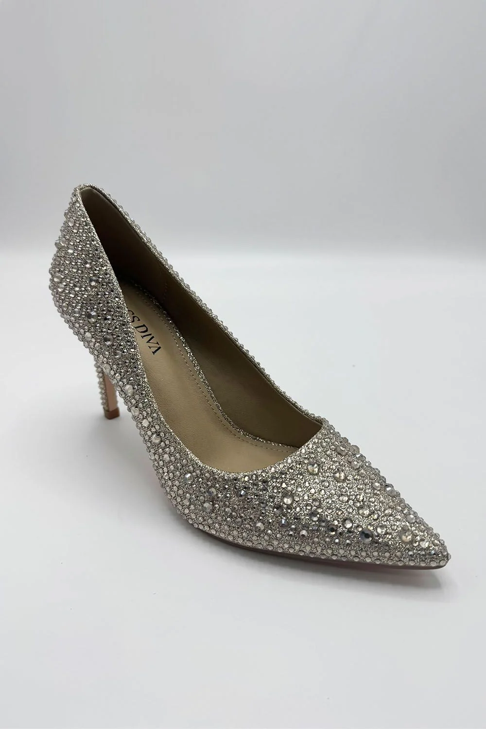 Viviana Diamante Embellished Heels in Gold - Image 4