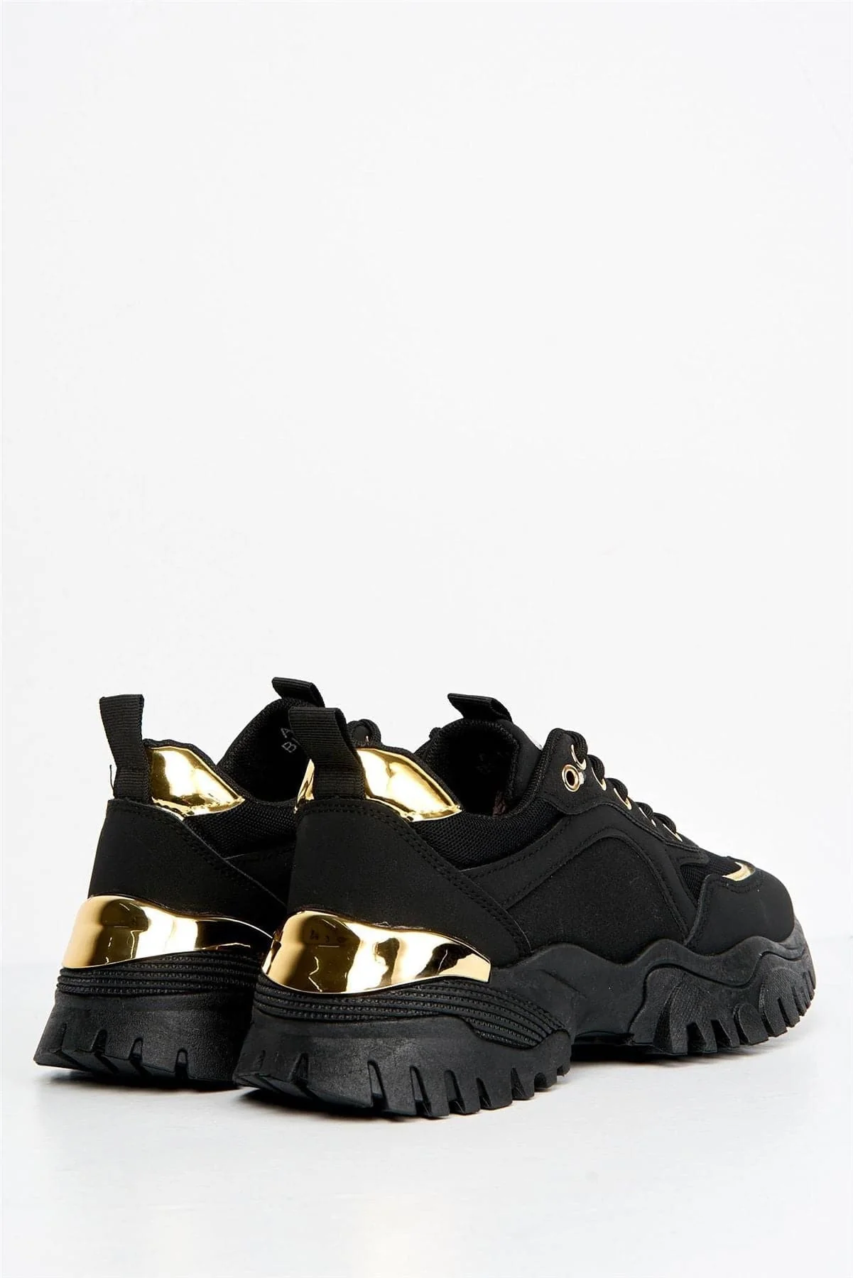 Volos Chunky Sole Gold Trim Trainer in Black - Image 6