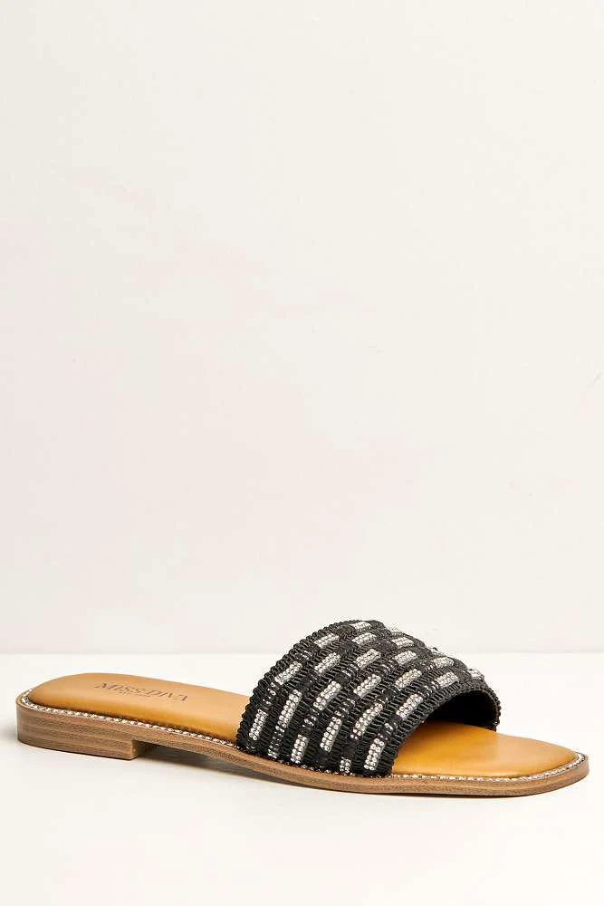 Wickee Diamante Detailed Sliders in Black - Image 4