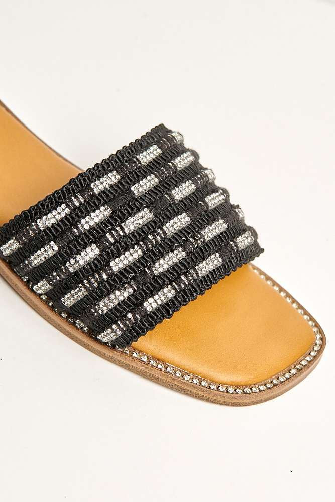 Wickee Diamante Detailed Sliders in Black - Image 6