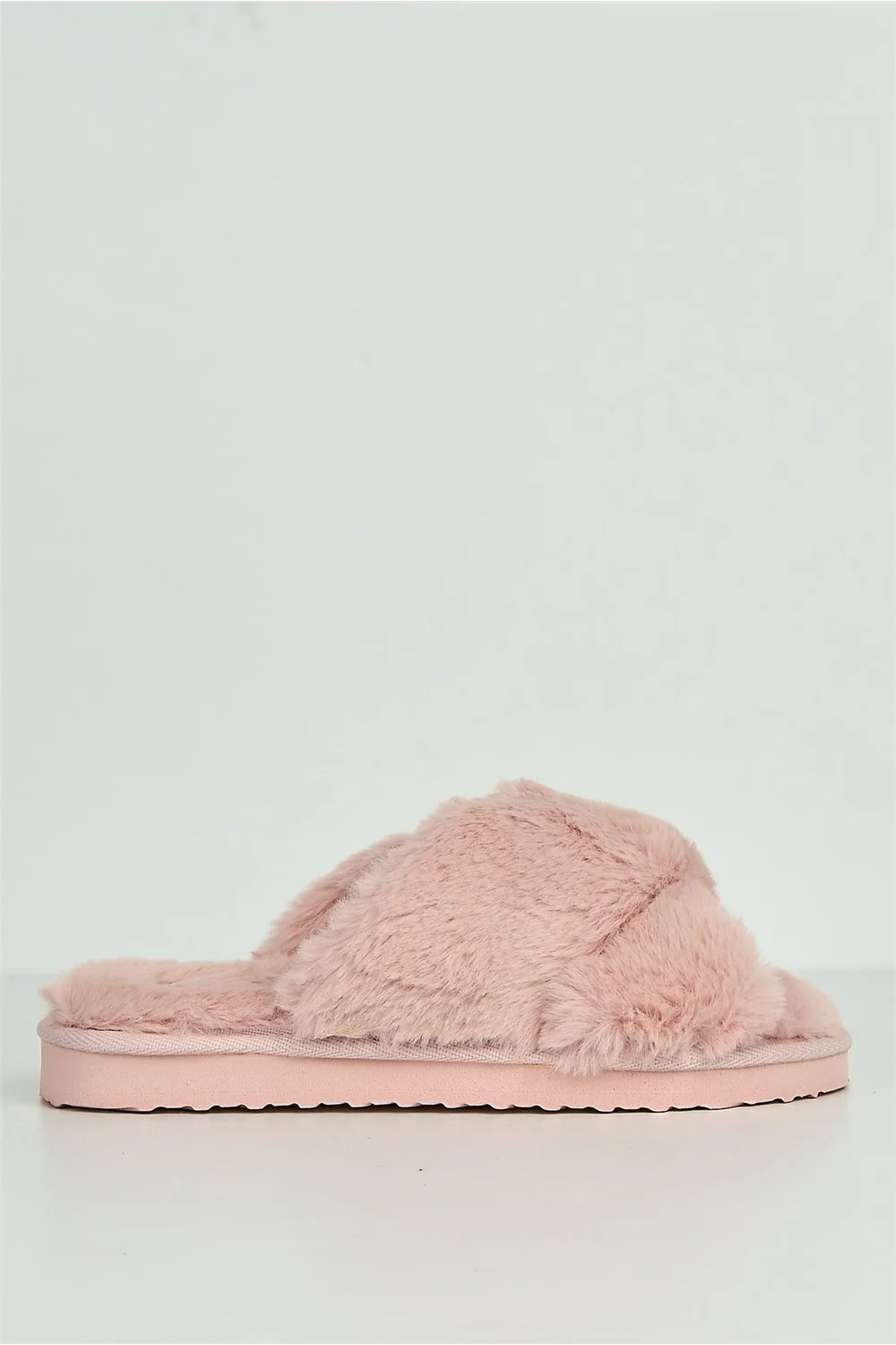 Wren Fluffy Crossover Strap Slippers in Pink - Image 5