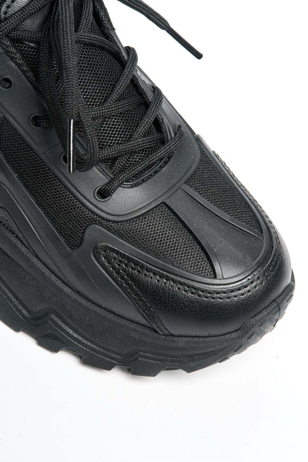 Yug Chunky Sole Lace-Up Trainers in Black - Image 6