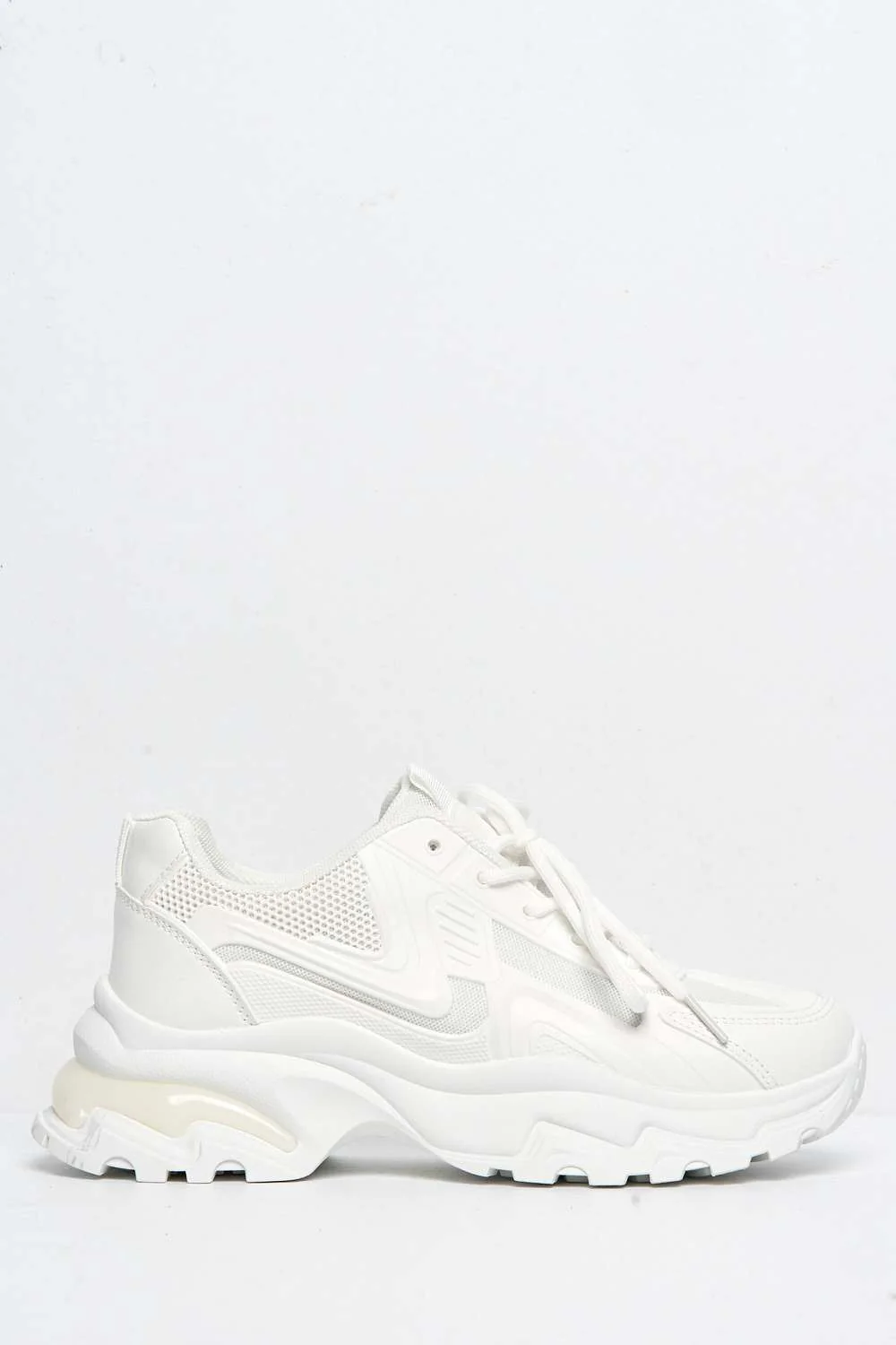 Yug Chunky Sole Lace-Up Trainers in White - Image 5