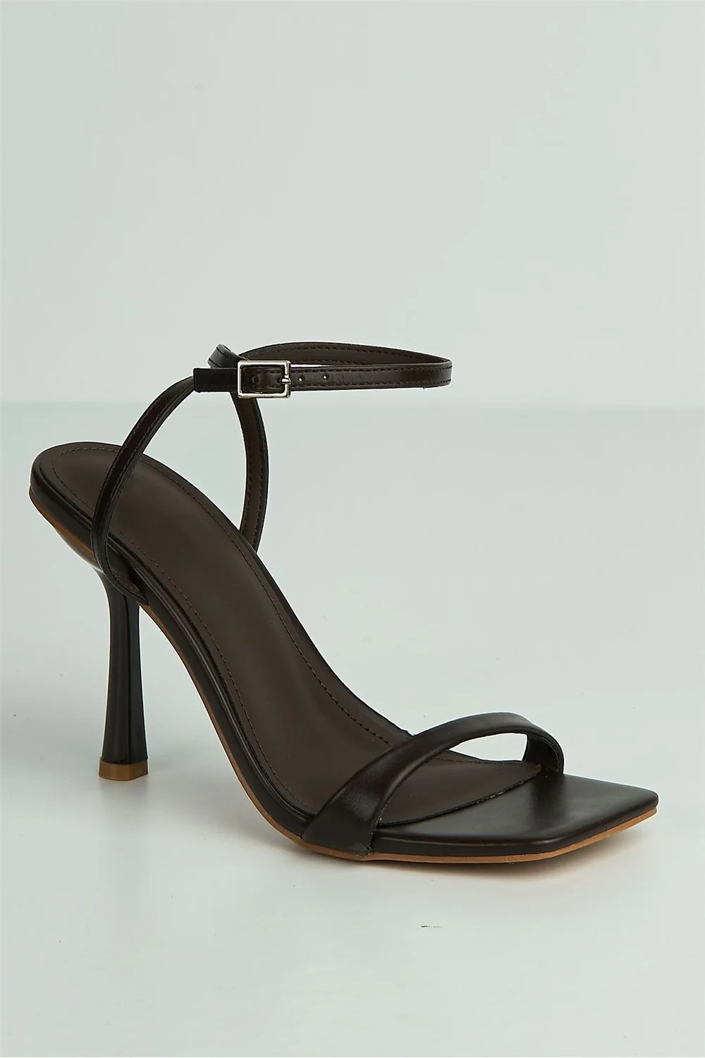 Zaliyah Thin Strap Band Anklestrap Heeled Sandals in Brown - Image 4