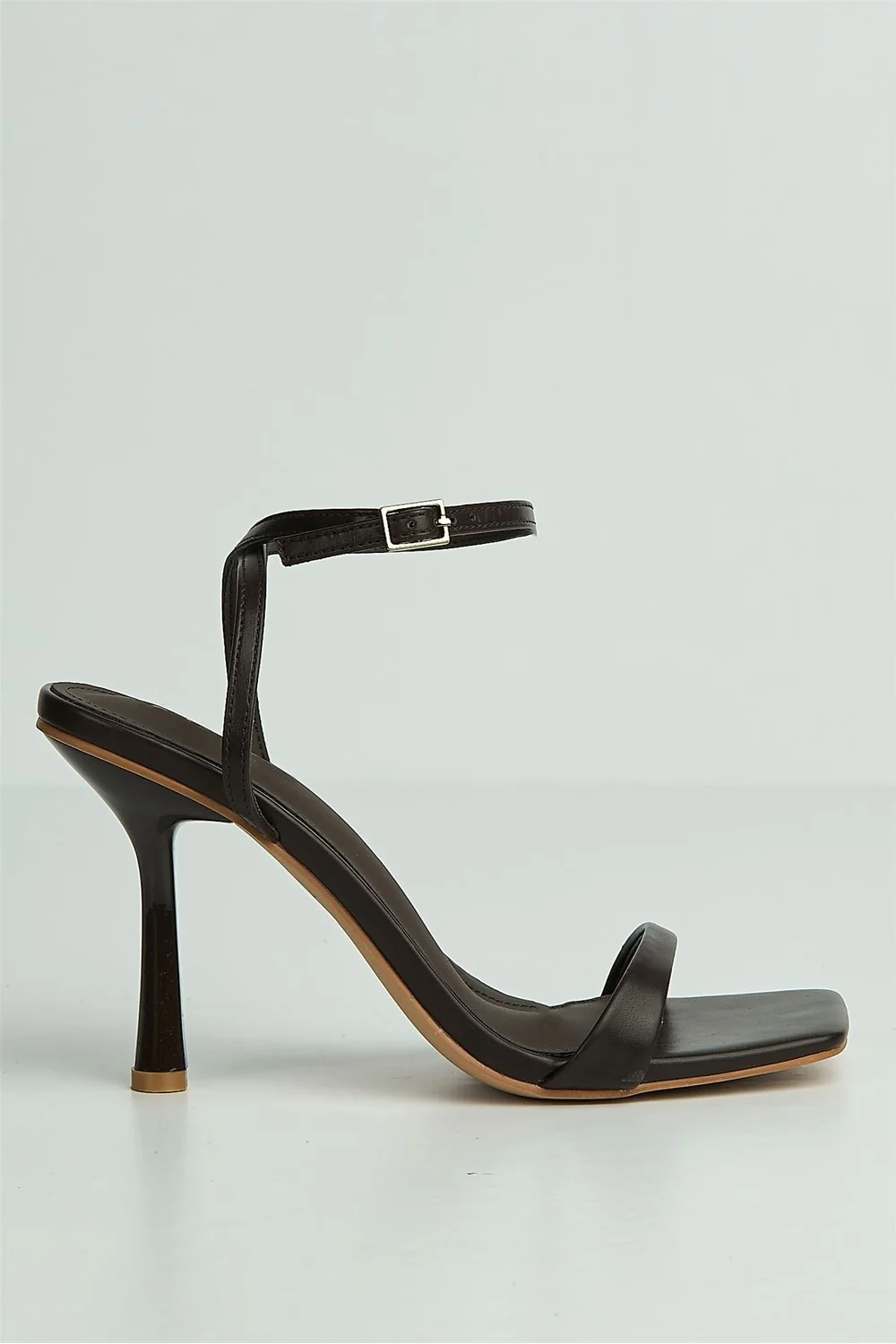 Zaliyah Thin Strap Band Anklestrap Heeled Sandals in Brown - Image 5