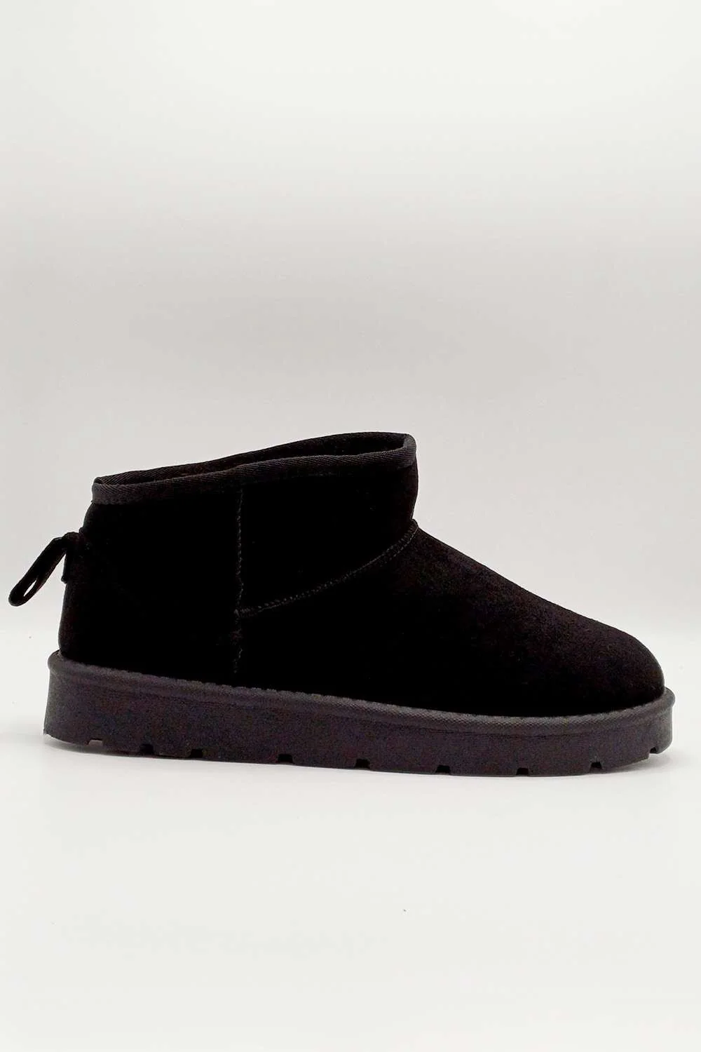 Zeda Small Flatform Faux Fur Ankle Boots in Black - Image 2
