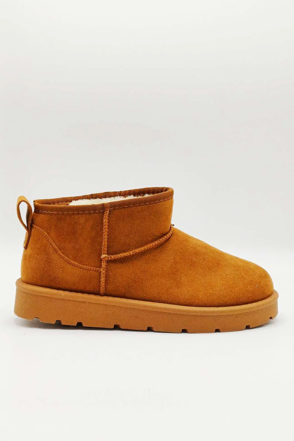 Zeda Small Flatform Faux Fur Ankle Boots in Camel - Image 2