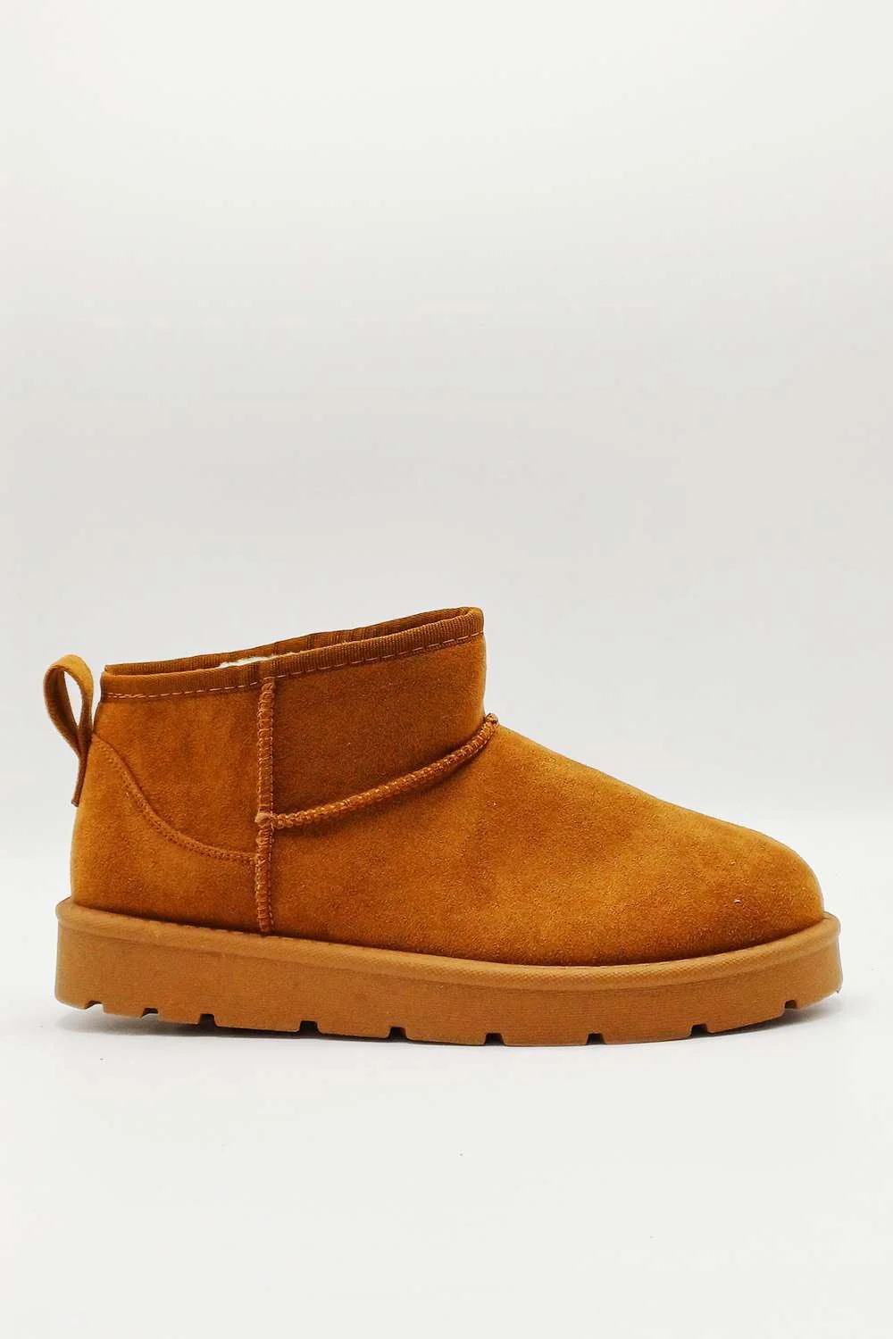 Zeda Small Flatform Faux Fur Ankle Boots in Camel - Image 3