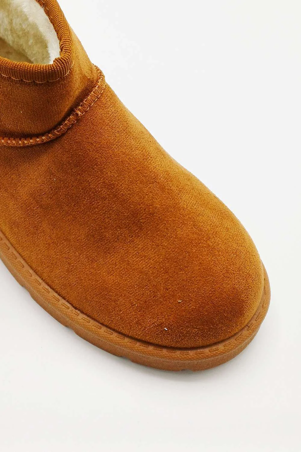 Zeda Small Flatform Faux Fur Ankle Boots in Camel - Image 4