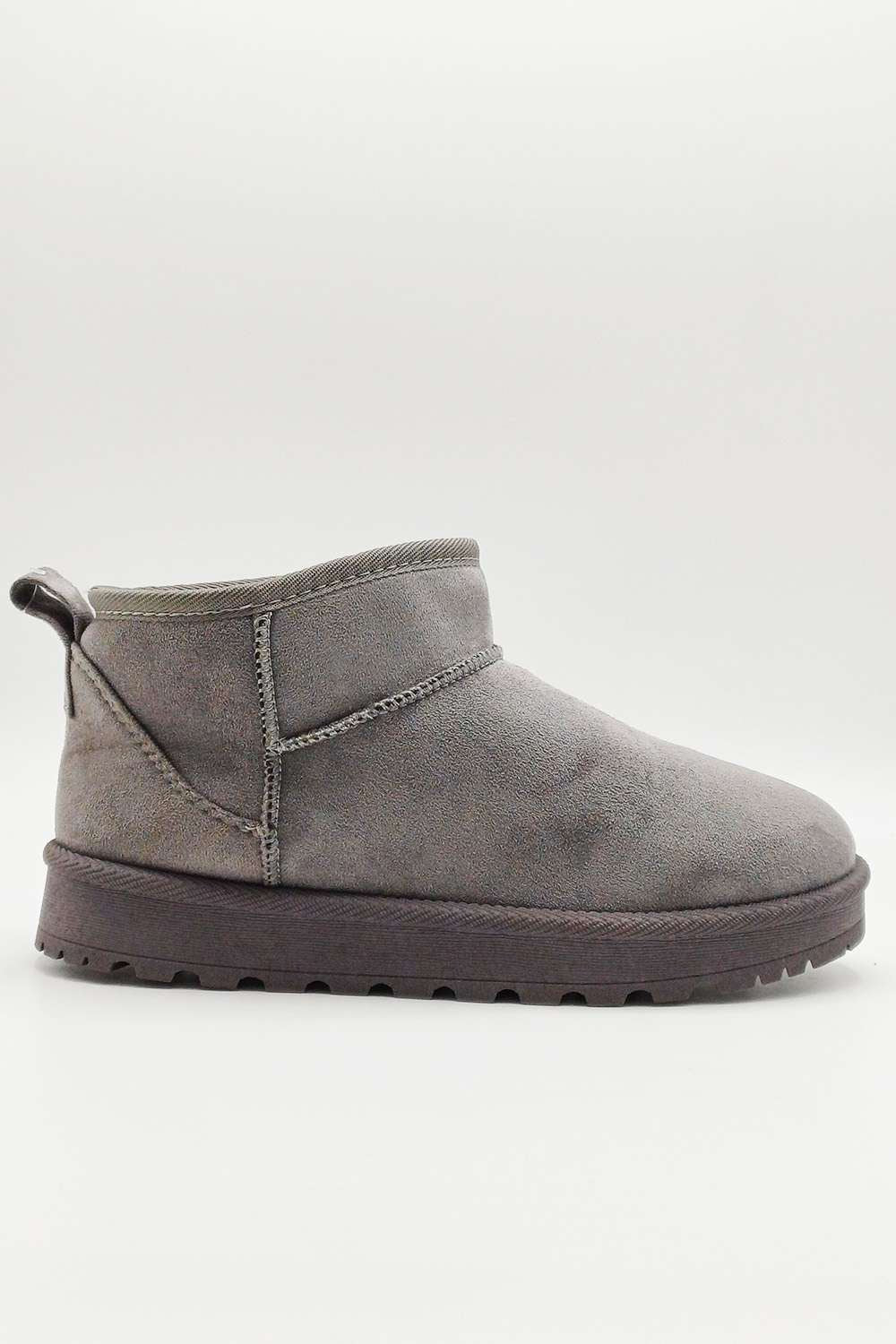 Zeda Small Flatform Faux Fur Ankle Boots in Grey - Image 2