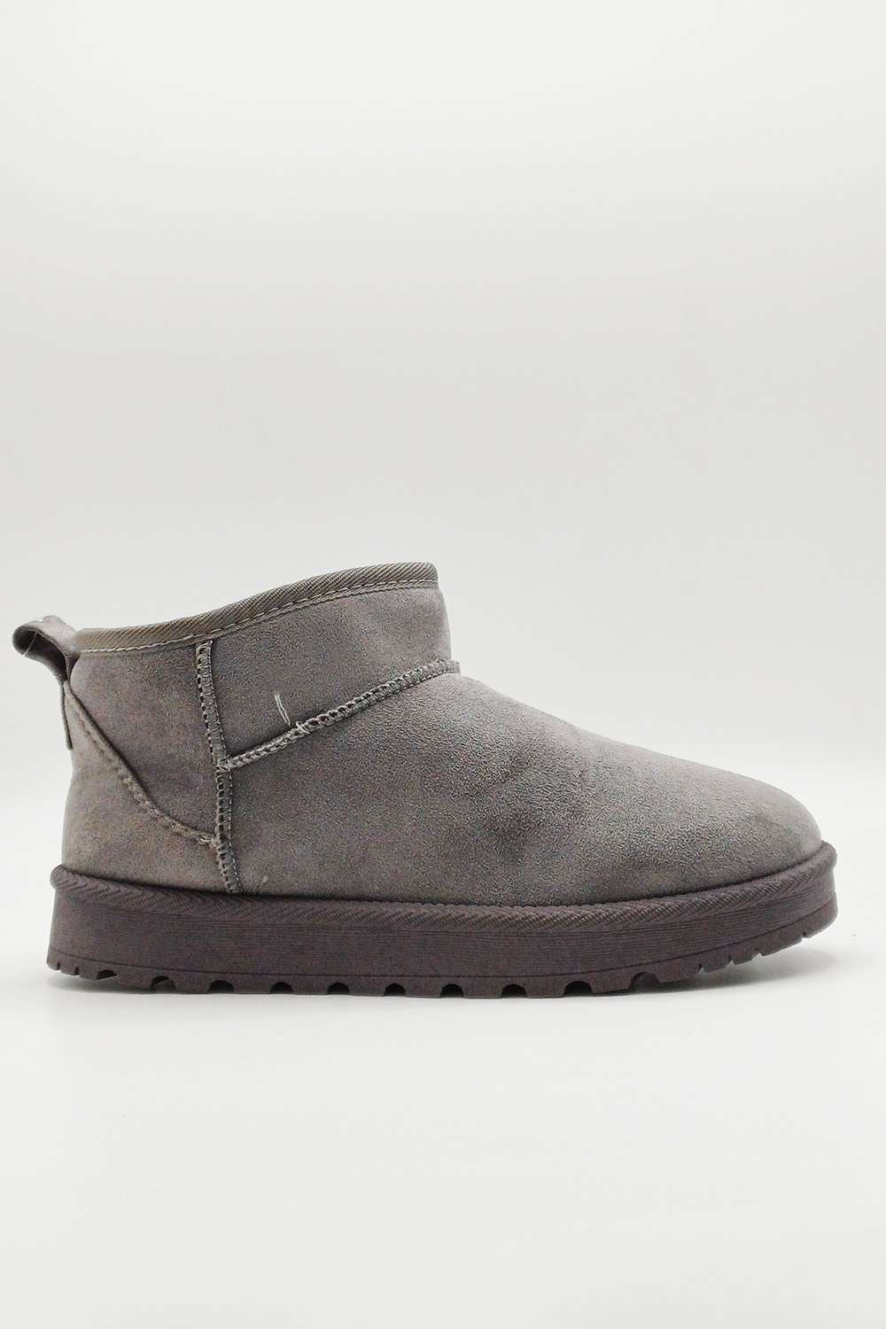 Zeda Small Flatform Faux Fur Ankle Boots in Grey - Image 3