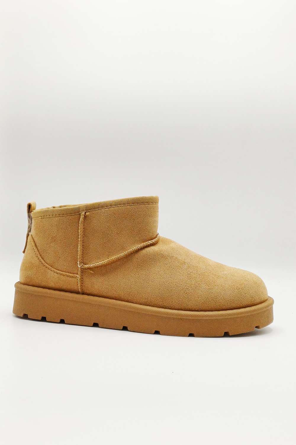 Zeda Small Flatform Faux Fur Ankle Boots in Sand - Image 3