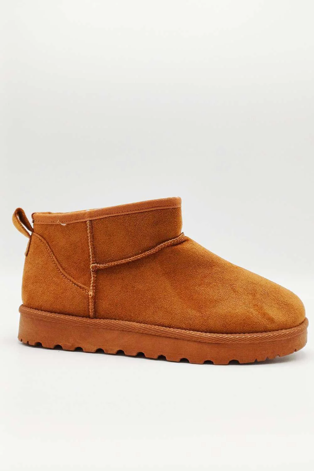 Zeda Small Flatform Faux Fur Ankle Boots in Tan - Image 3