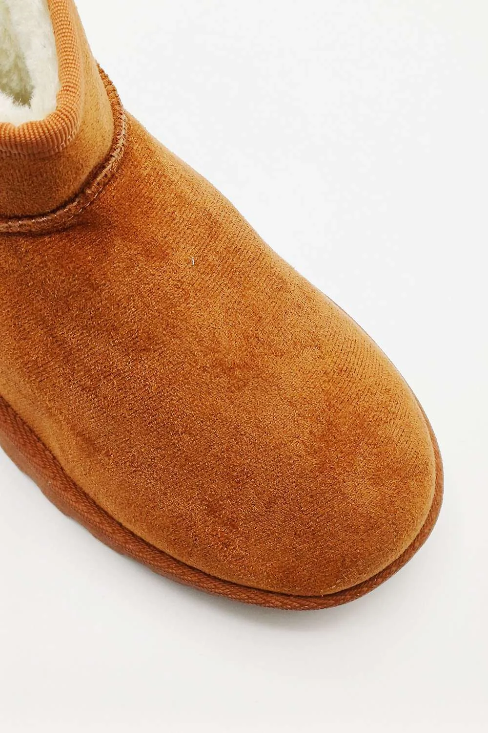 Zeda Small Flatform Faux Fur Ankle Boots in Tan - Image 4