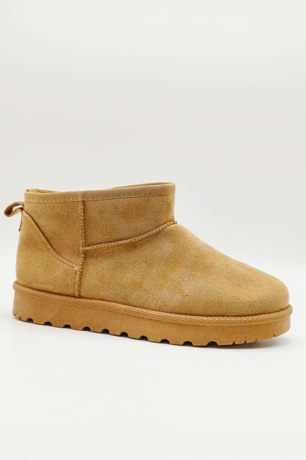 Zeda Small Flatform Faux Fur Ankle Boots in Taupe - Image 3