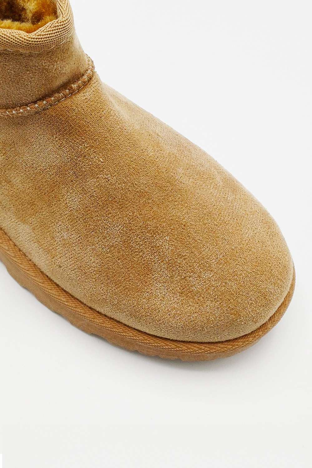 Zeda Small Flatform Faux Fur Ankle Boots in Taupe - Image 4