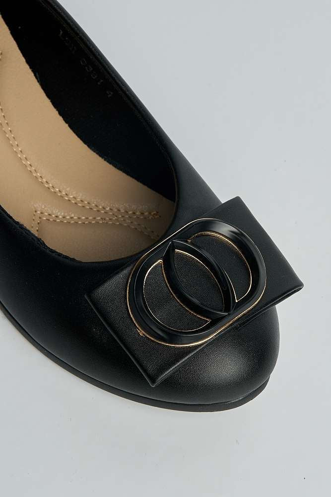 Zosia Brooch Detail Wedge Slip on Pumps in Black Matt - Image 5