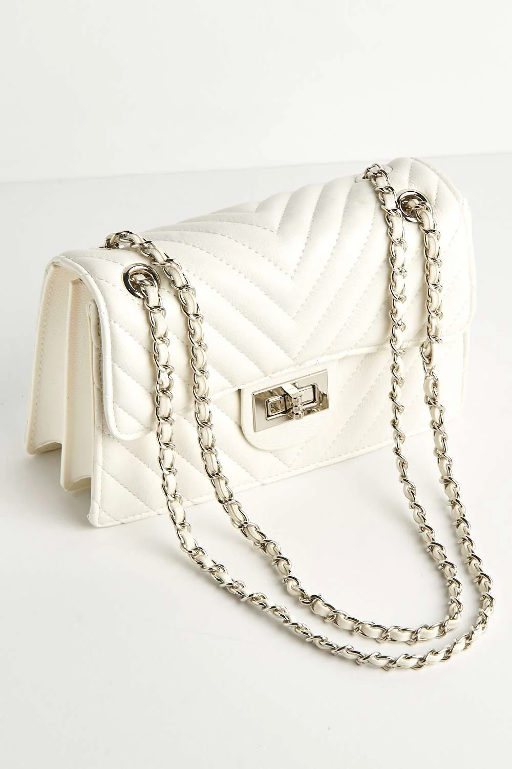 Zoya Quilted Design Top Handle Chain Bag in White - Image 3